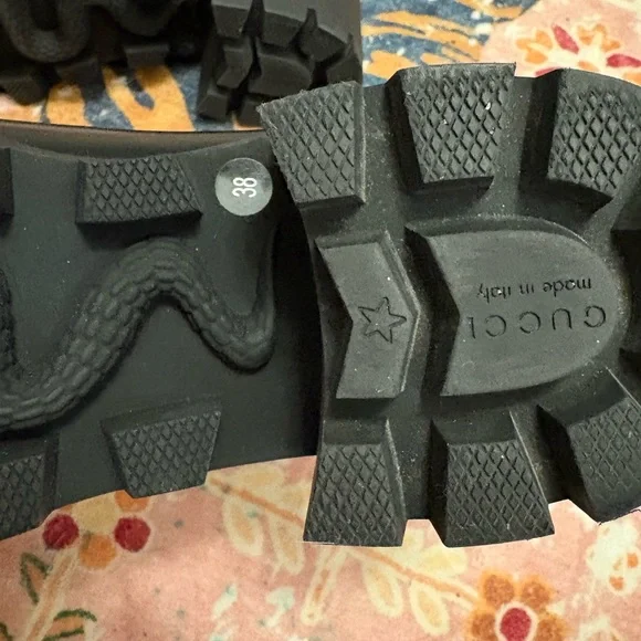 Gucci Black Leather Ankle Boots with Gold Crystal Strap - Picture 5 of 6